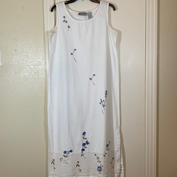 Jane Ashley 100% Cotton Embroidered Crocheted Maxi Dress, L - Picture 1 of 8